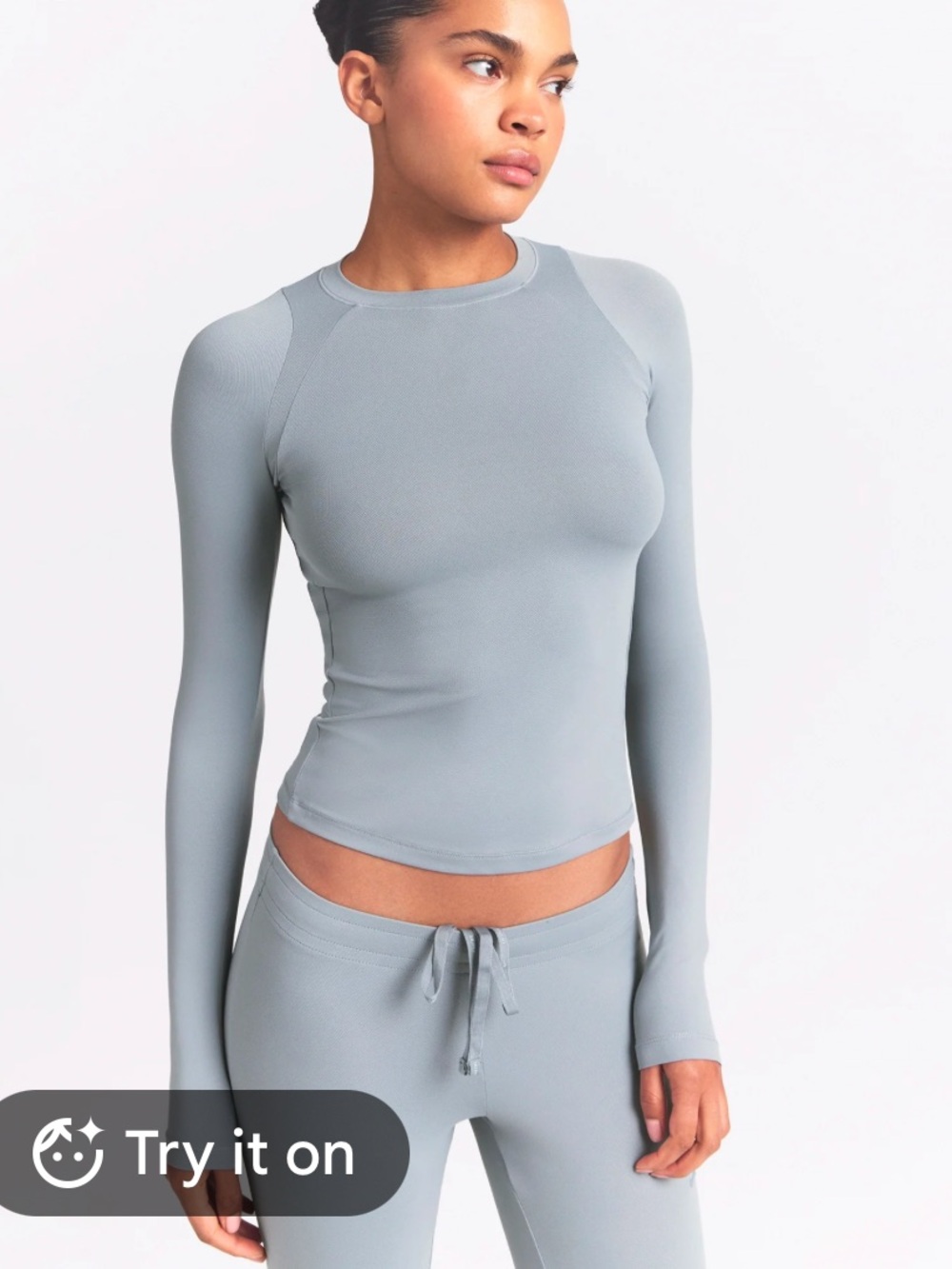 NWT SKIMS Nike Airy Long Sleeve Crew Top shirt tee new washed pacific xs